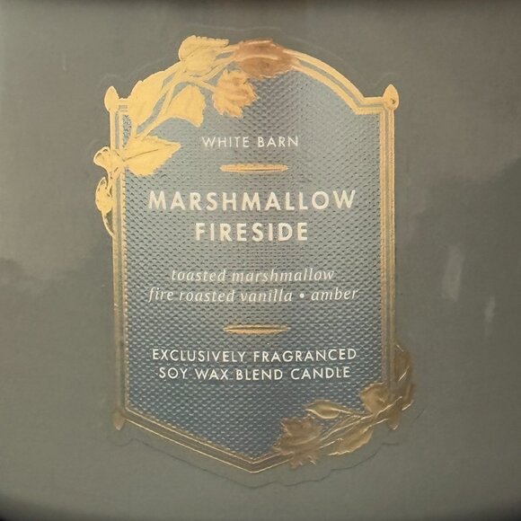 BBW Marshmallow Fireside White Barn Bath & Body Works 3 Wick Candle - Picture 3 of 10